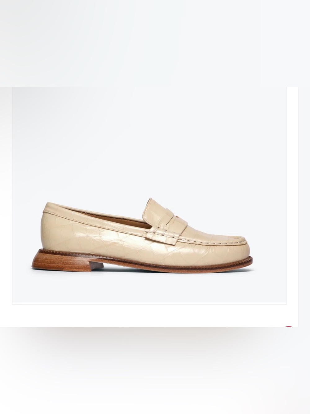 Freda Salvador Cream croc Leather Penny Loafers